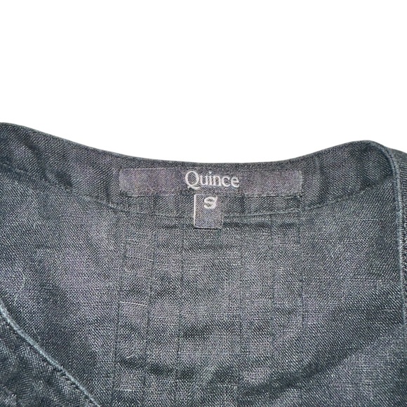 Quince Linen Short Sleeve Black Short Swing Dress with Pockets SMALL - Picture 4 of 7